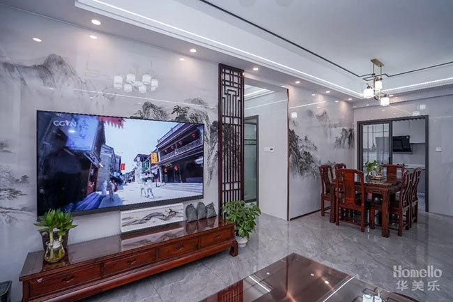 120㎡新中式三居，水墨風典雅客廳，心素如簡，禪意四溢